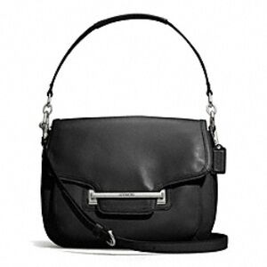 COACH Taylor Black Smooth Leather Flap Closure Crossbody Shoulder Bag F27481